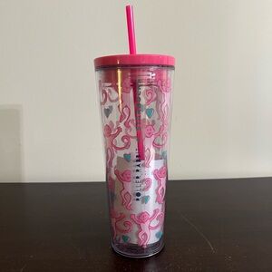 Starbucks Roller Rabbit Holiday 2025 Clear Tumbler Cup Pink Monkeys NEW Ready